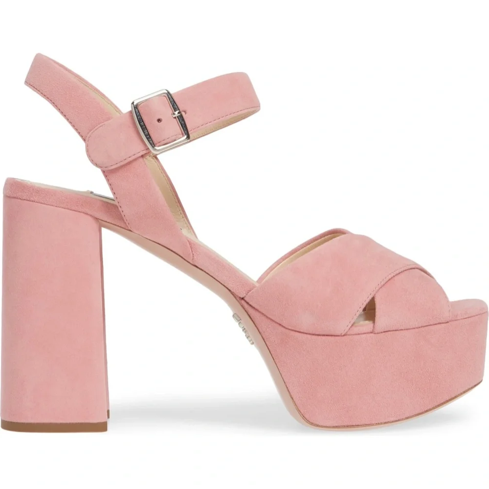 NIB $920 PRADA Suede Platform Sandal in Pink - size 5.5 US / 35.5 EU!